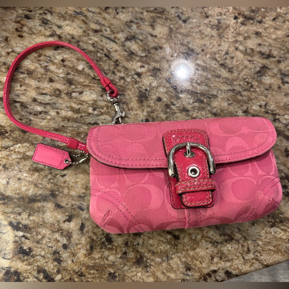 Coach Signature Pink Wristlet